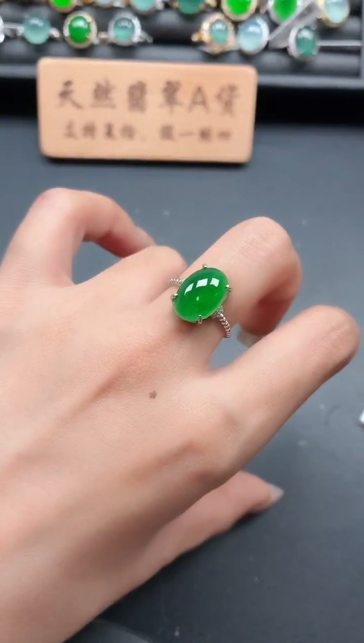 银S925镶嵌戒指翡翠111