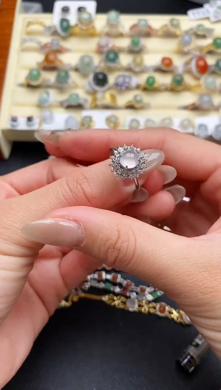 【闪购商品】翡翠戒指银S925镶嵌66666666+2