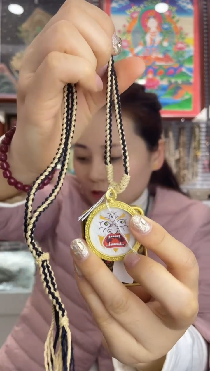 吊坠涅**C白财神 纯手绘唐卡（非质量问题 不退不换）送绳子