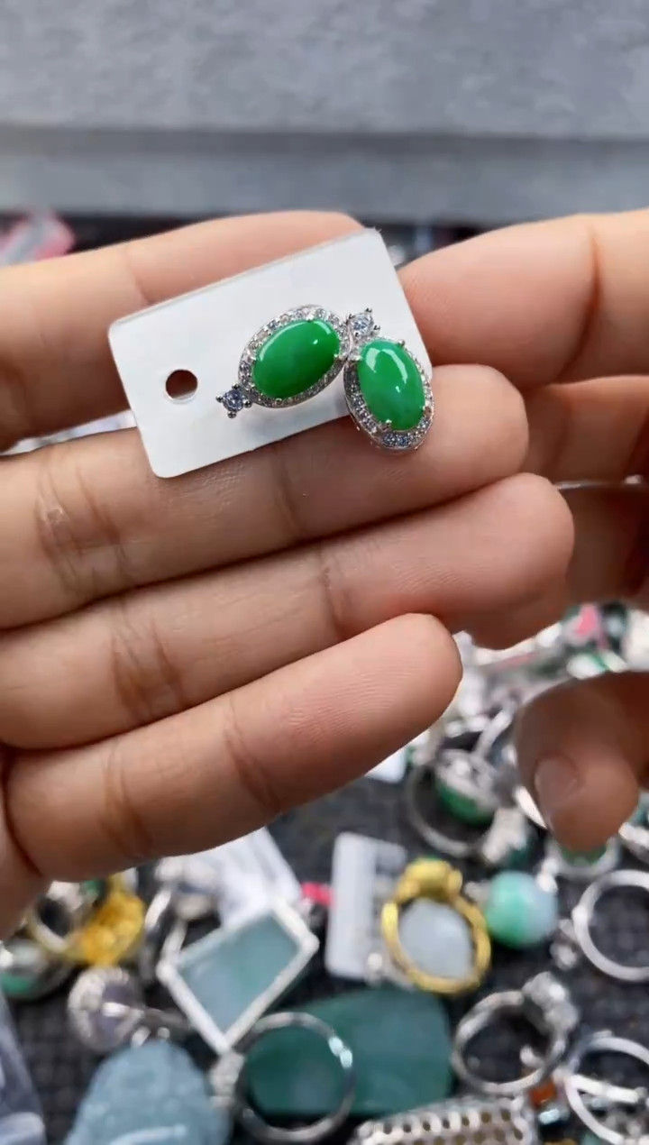 银S925镶嵌戒指翡翠444   10