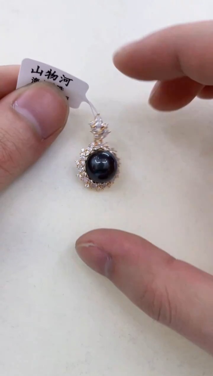 银S925镶嵌颈饰海水珍珠  