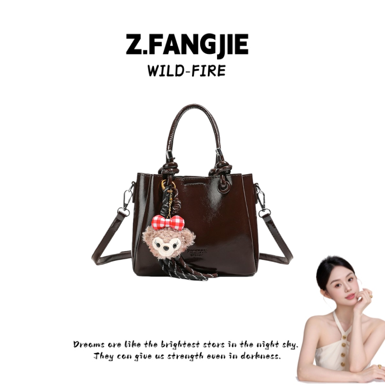 秋冬复古手提托特女包斜跨包高级感水桶原创菜篮子女包流行腋下包