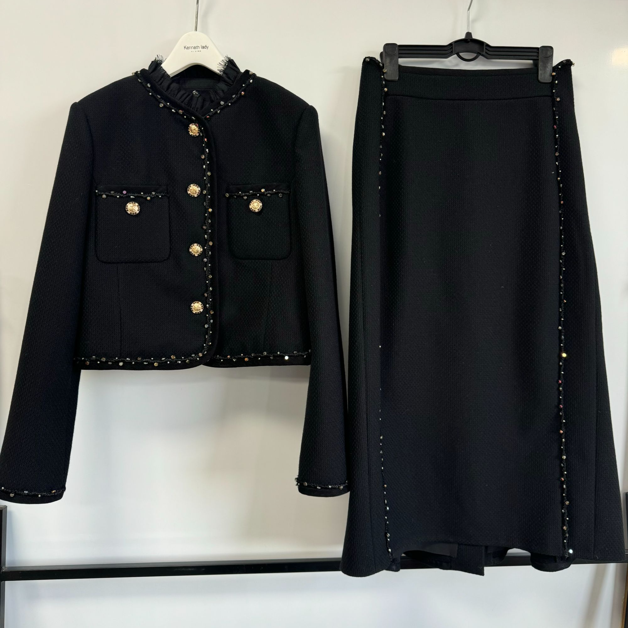 妙启时尚-25新款美夏香风套装小香风气质网红轻奢休闲百搭黑色