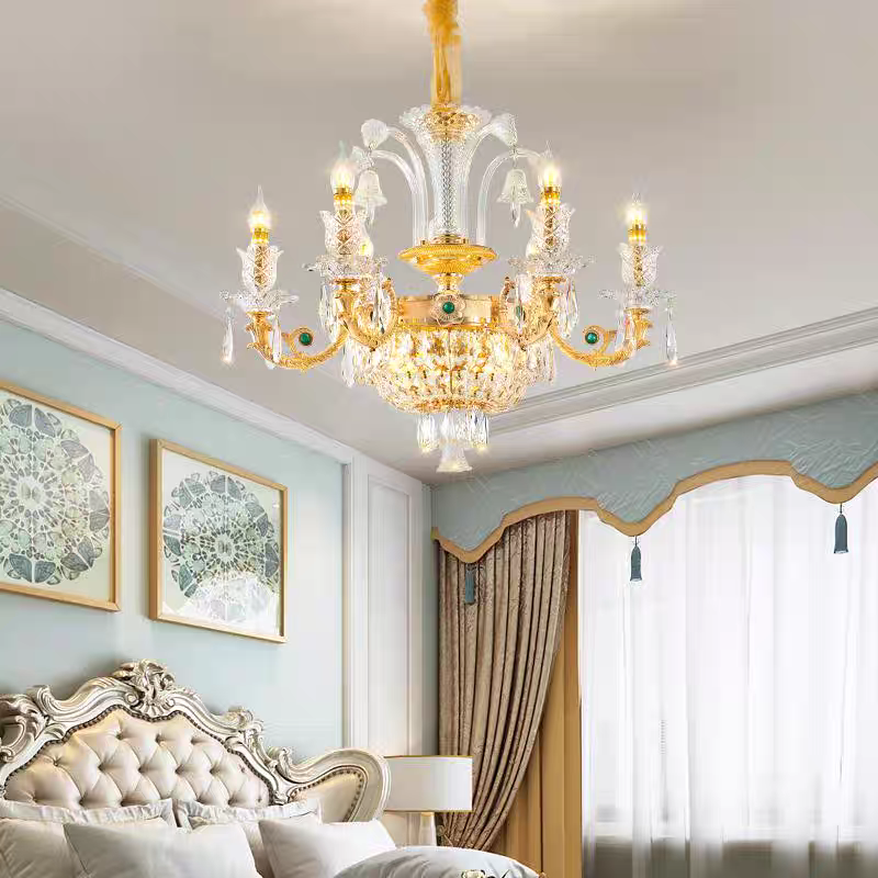 新款奢华loft复式楼中楼客厅大气挑空别墅跃层水晶吊灯餐厅灯欧式