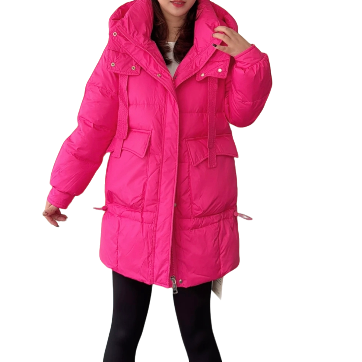 【珊珊服饰】冬季新款时尚90白鸭绒中长款羽绒服