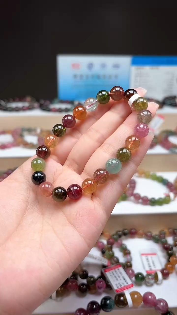 【闪购商品】碧玺手串未镶嵌9.1mm巴西老料玻璃体糖果色单圈手串