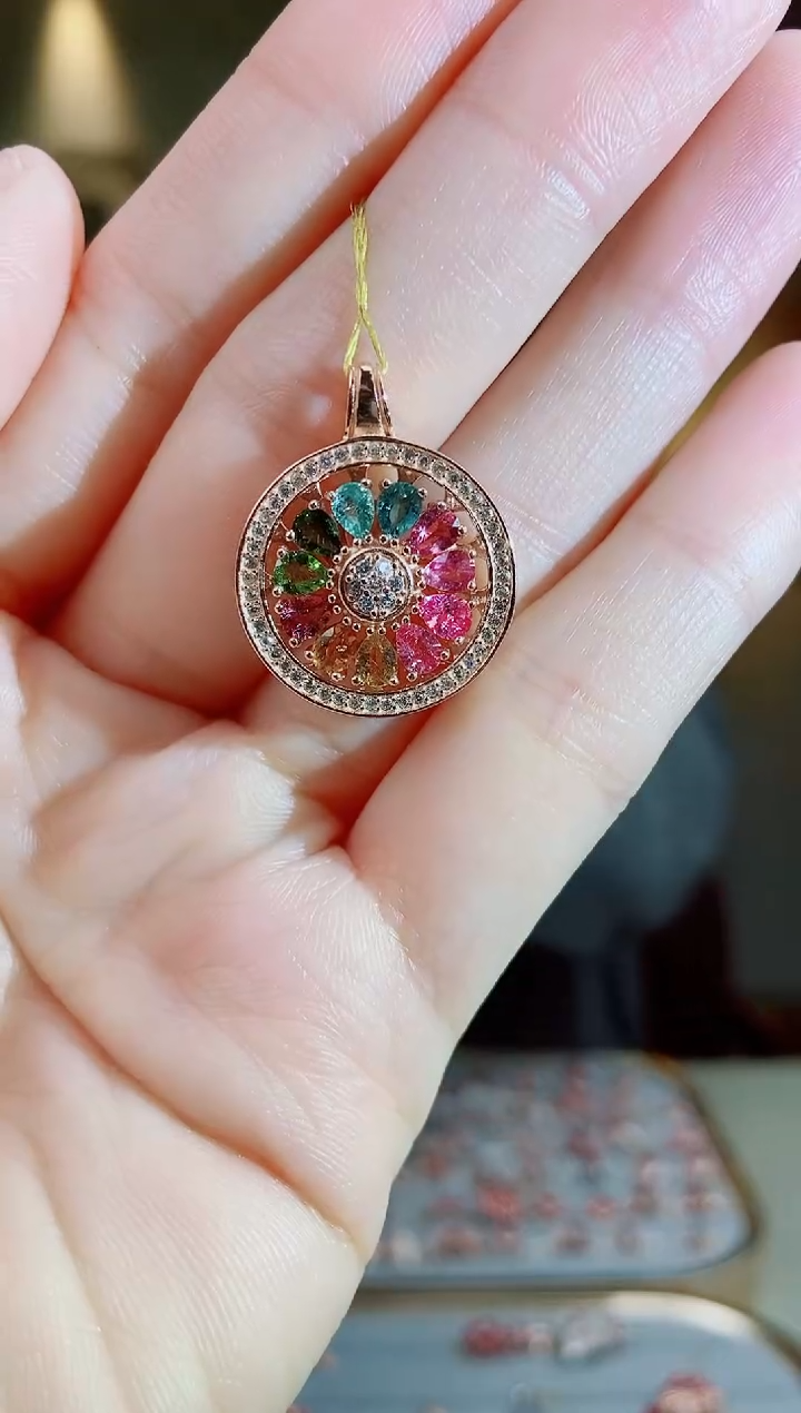 银S925镶嵌颈饰碧玺颈饰