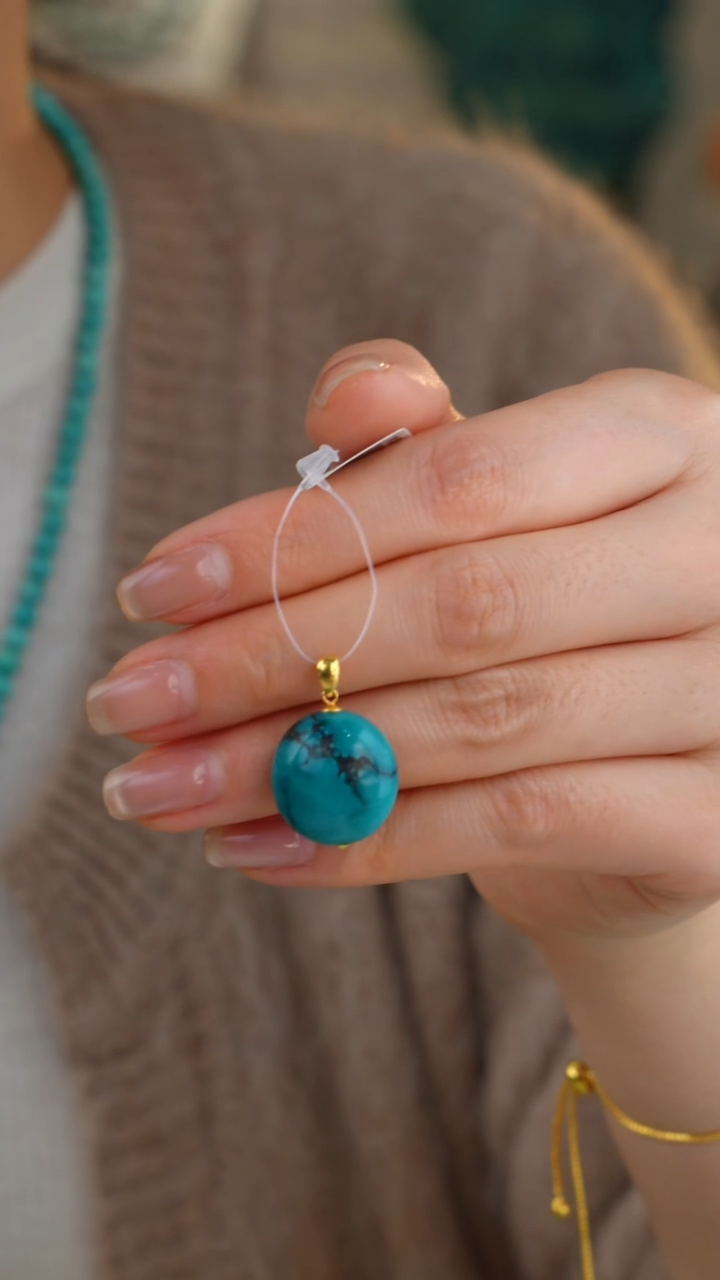 【闪购商品】绿松石吊坠(不含链)18K金镶嵌1