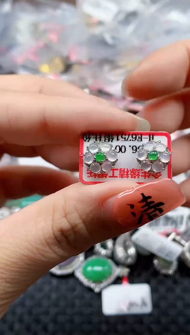 银S925镶嵌戒指翡翠天然A货缅甸翡翠