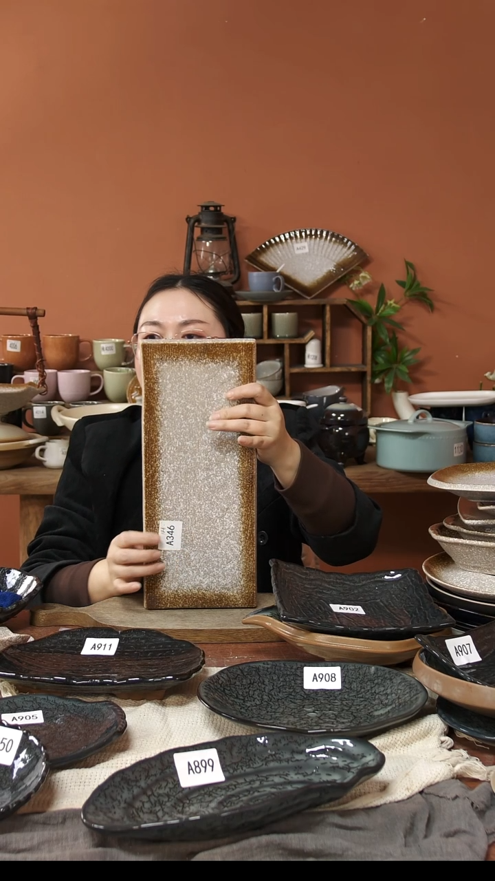 陶瓷A346一个陶瓷粗陶长方盘可能微瑕36*15