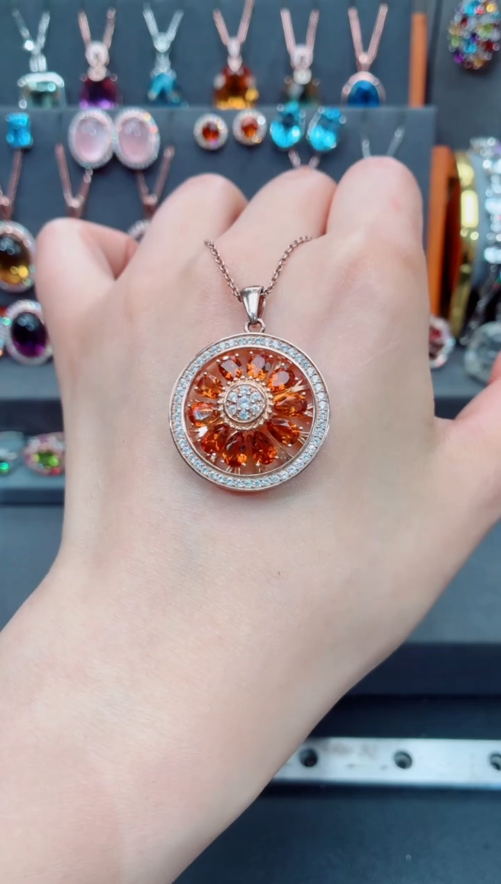 吊坠(赠链)银S925镶嵌黄晶黄晶吊坠