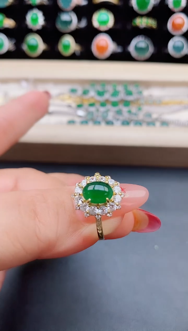 【闪购商品】翡翠戒指银S925镶嵌32321321