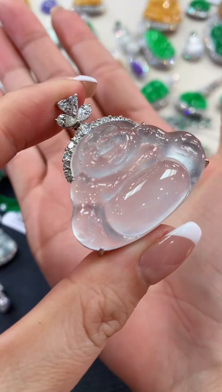 【闪购商品】翡翠吊坠(不含链)18K金镶嵌B80     