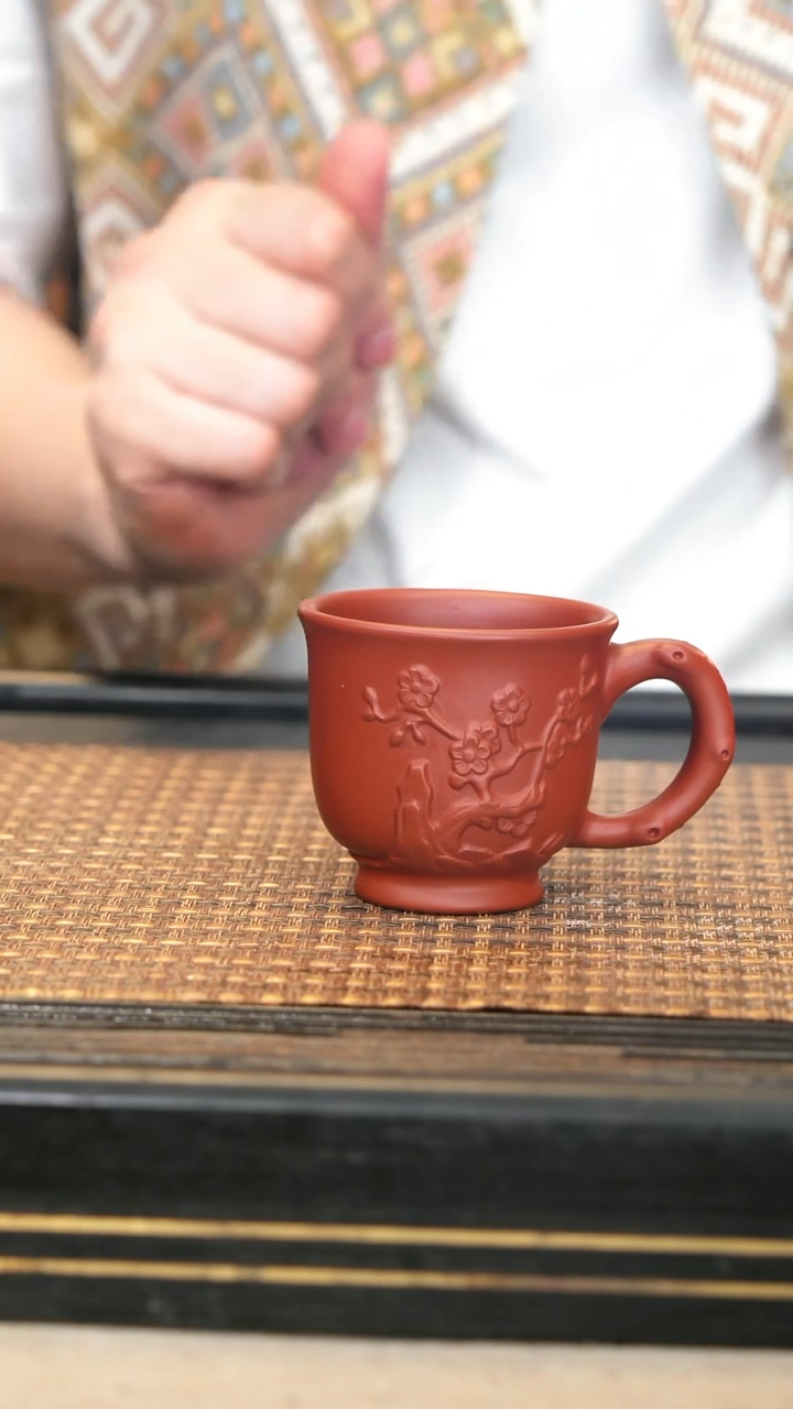 茶壶紫砂6《红梅把杯》朱泥