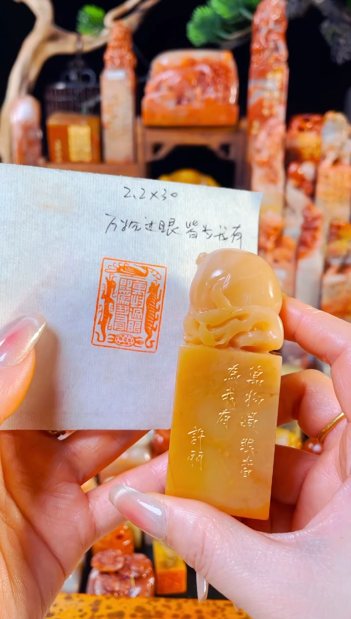 【闪购商品】老挝石印石手工篆刻《万物过眼皆为我有》