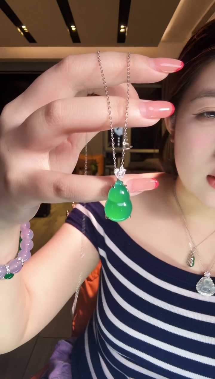 吊坠925银锆石小绿葫芦吊坠