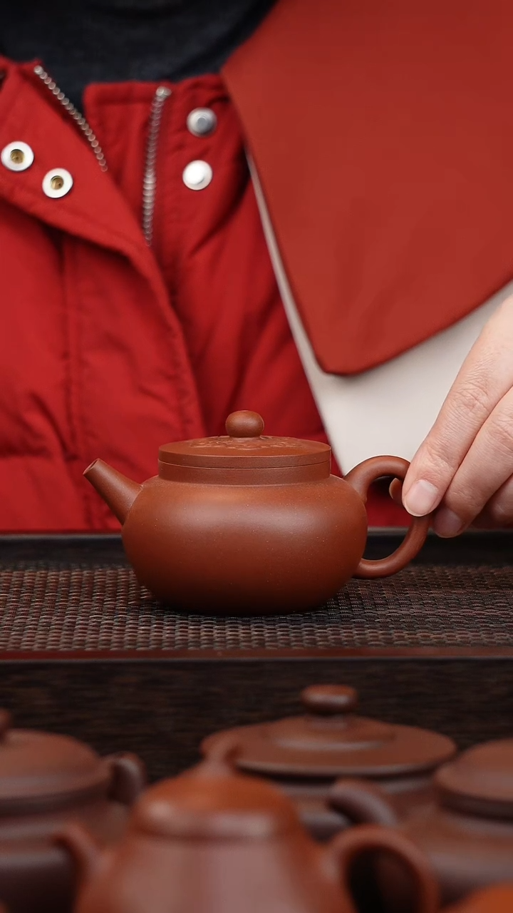 【闪购商品】紫砂茶壶原矿红皮龙菱花巨轮160cc