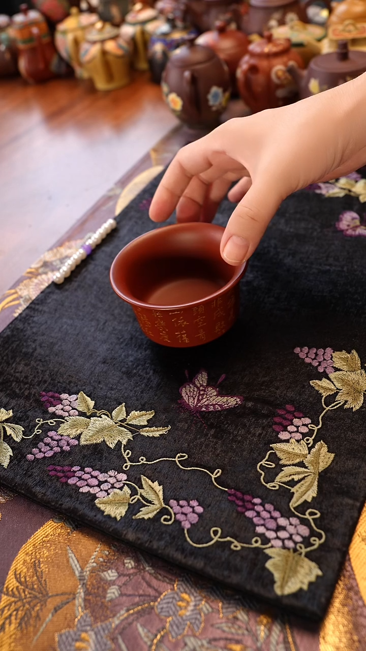 紫砂茶宠大红袍杯子