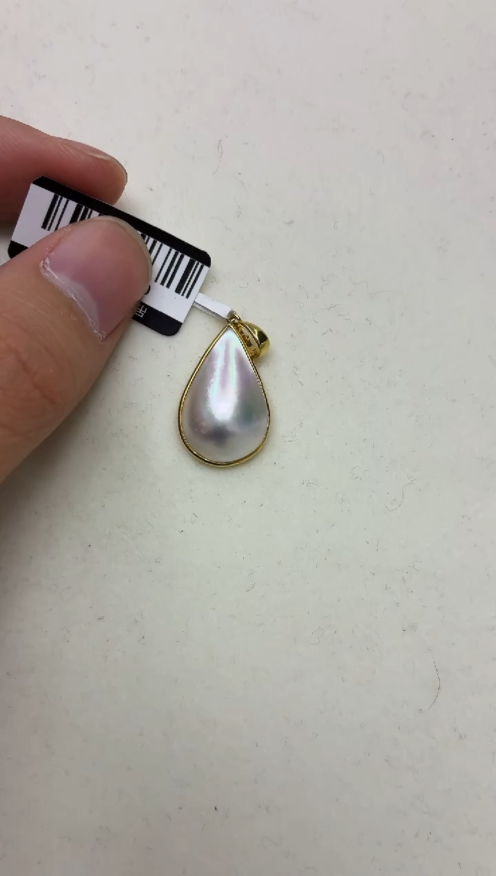 银S925镶嵌DA拼合珍珠（马贝珠）吊坠 y888