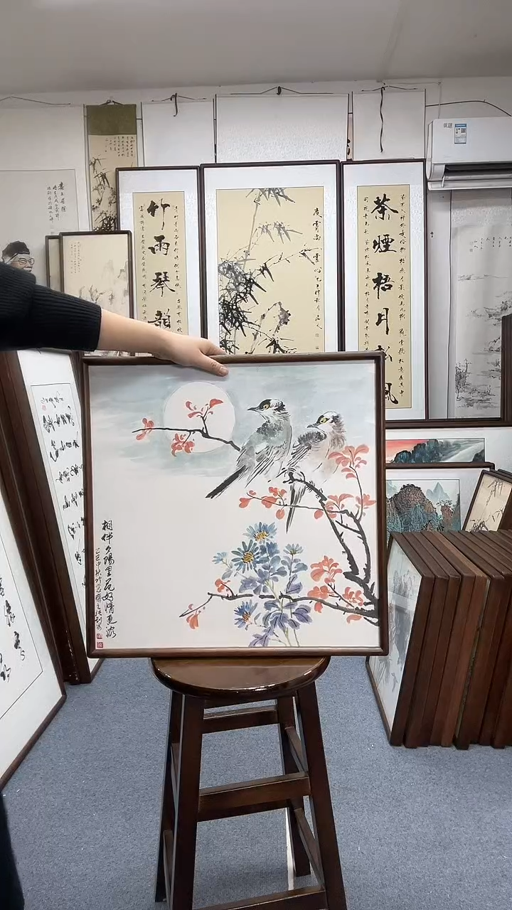 国画尺寸52*52实木画框京东包邮手绘