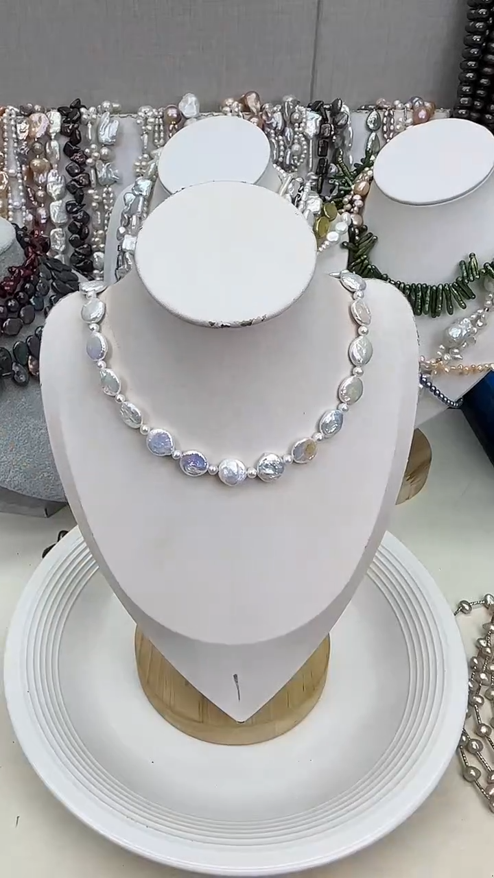 项链银S925镶嵌淡水珍珠1