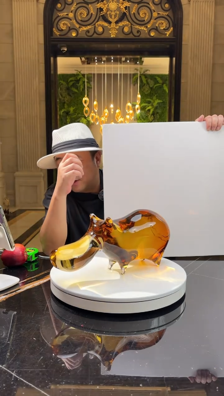 【闪购商品】茶宠AJ06227茶金色河马摆件