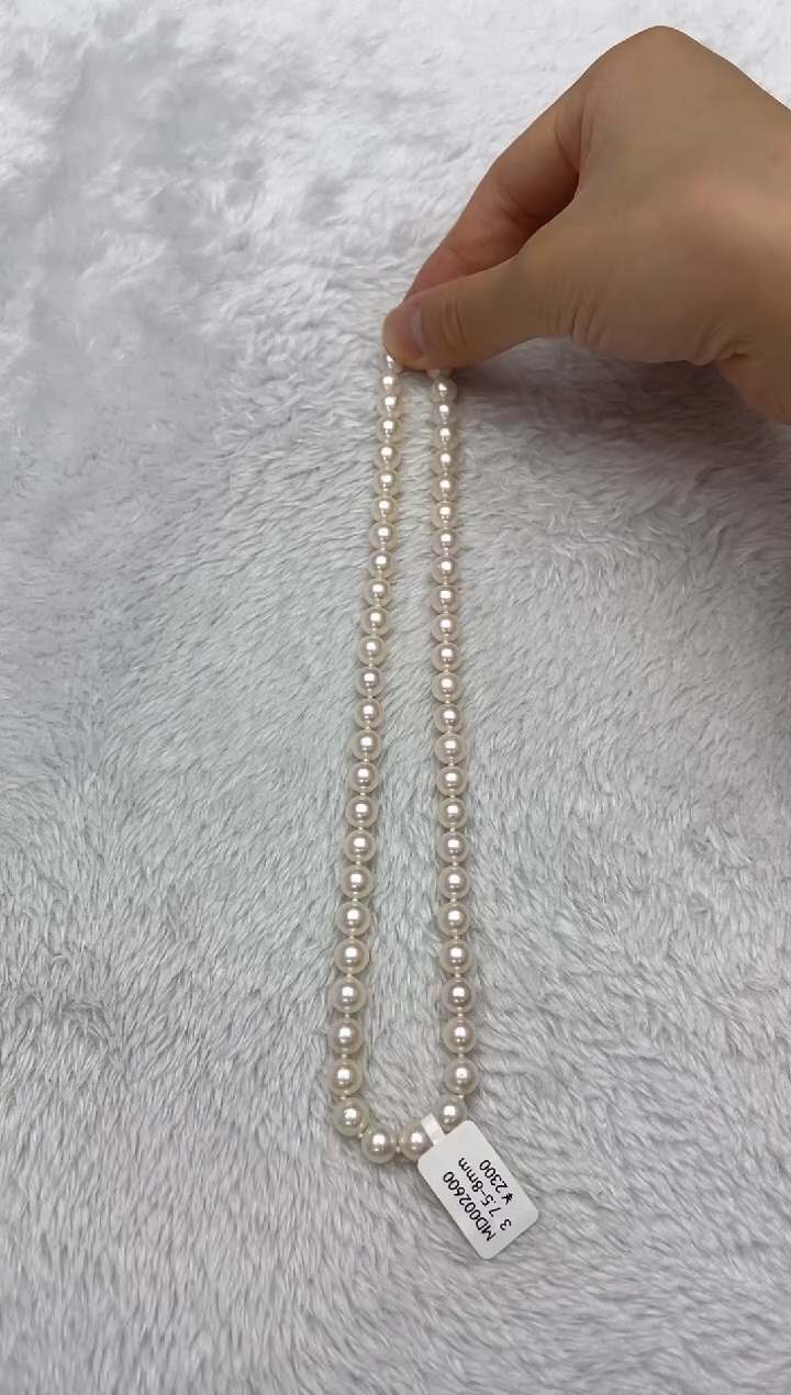 海水珍珠银S925镶嵌项链AK7.5-8mm