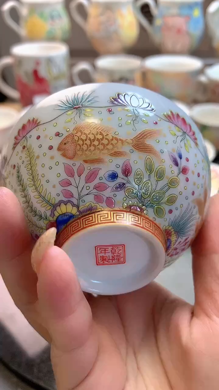 一味*手绘*珐琅彩工艺品茗杯