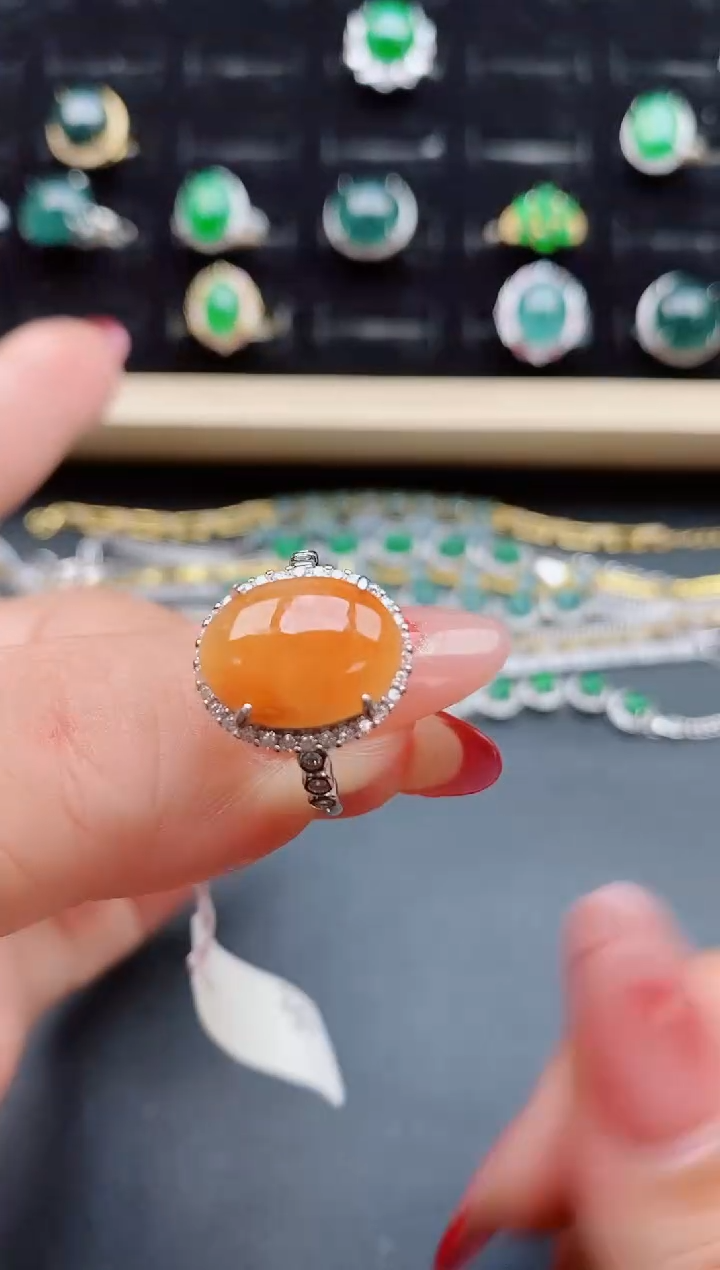 【闪购商品】翡翠戒指银S925镶嵌080505