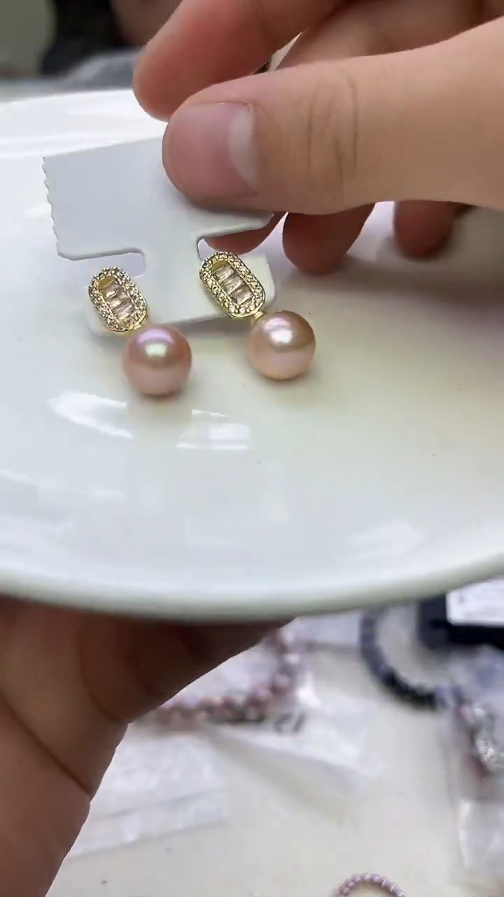 未镶嵌耳饰淡水珍珠中国红耳饰