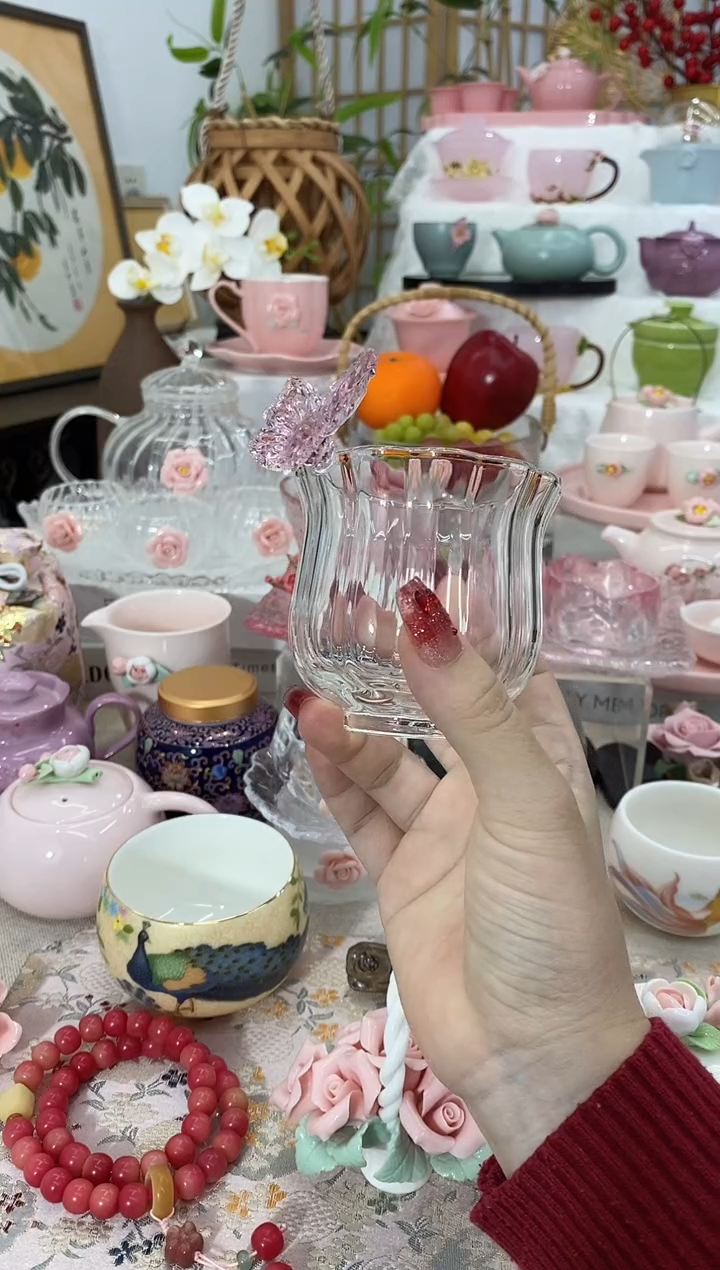 手工艺品琉璃蝴蝶莲花杯20251206955杯口