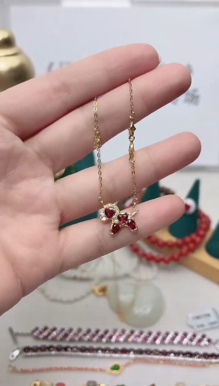 银S925镶嵌项链石榴石024BJ0103产品一个（多样性）