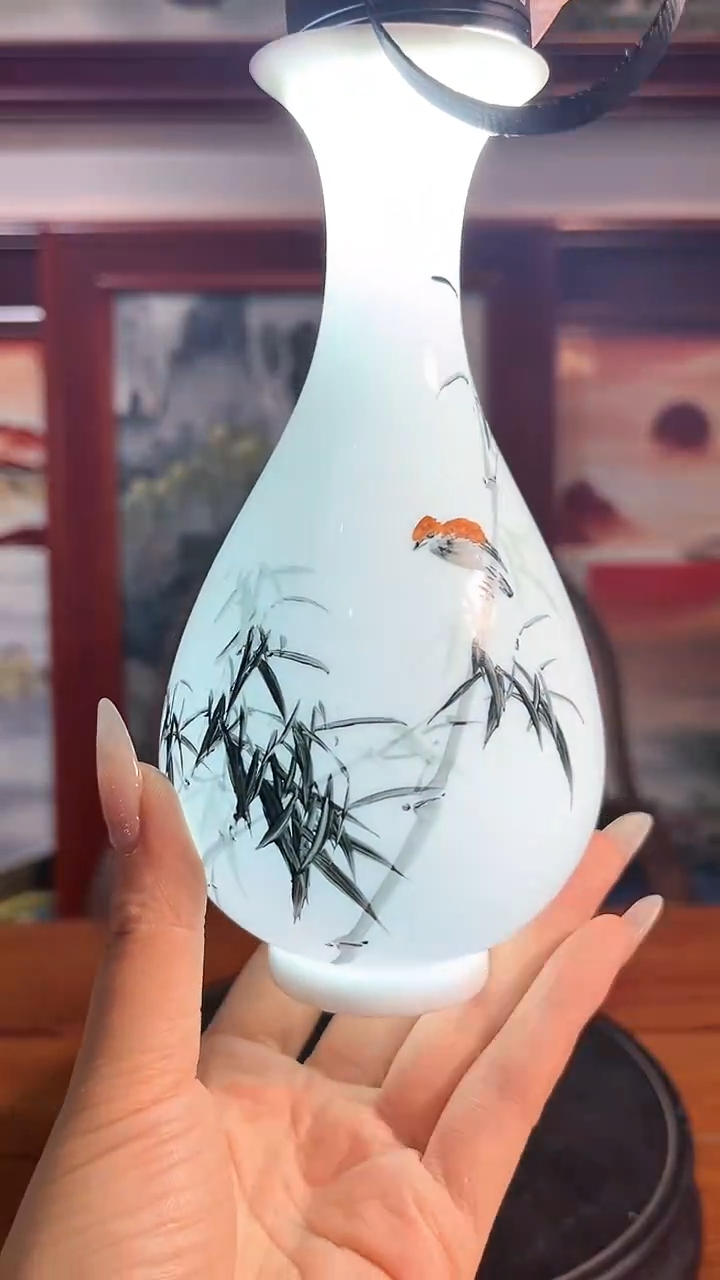 【闪购商品】官窑瓷画院813官窑瓷画院孙小霞竹报平安玉壶春