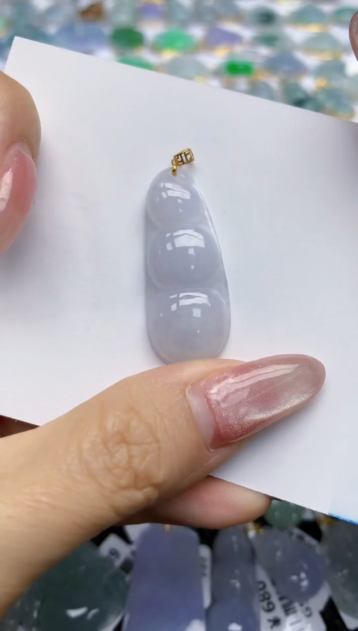 【闪购商品】翡翠挂件18K金镶嵌天然翡翠A货