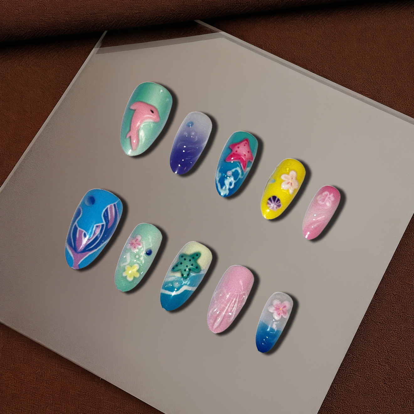 夏日多巴胺风格立体小众可爱海岛风穿戴甲贴片