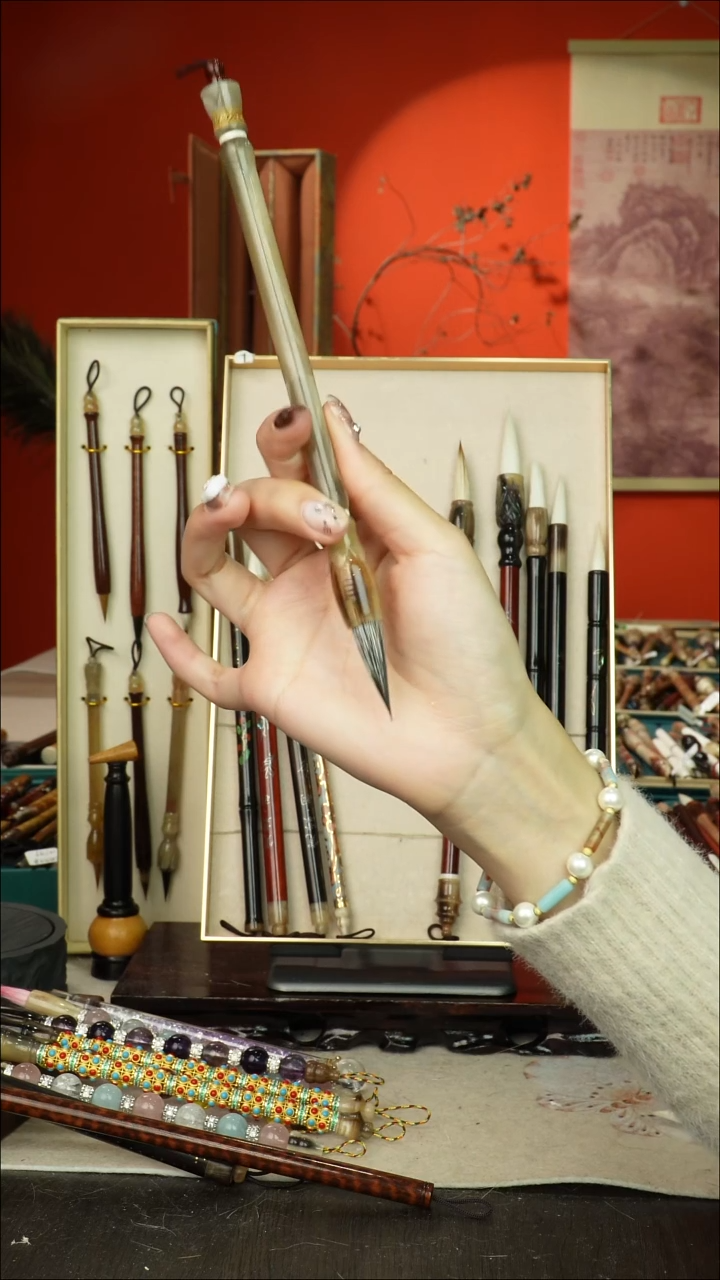 409号闪孤品高货毛笔链接 清水试笔 蘸墨不退