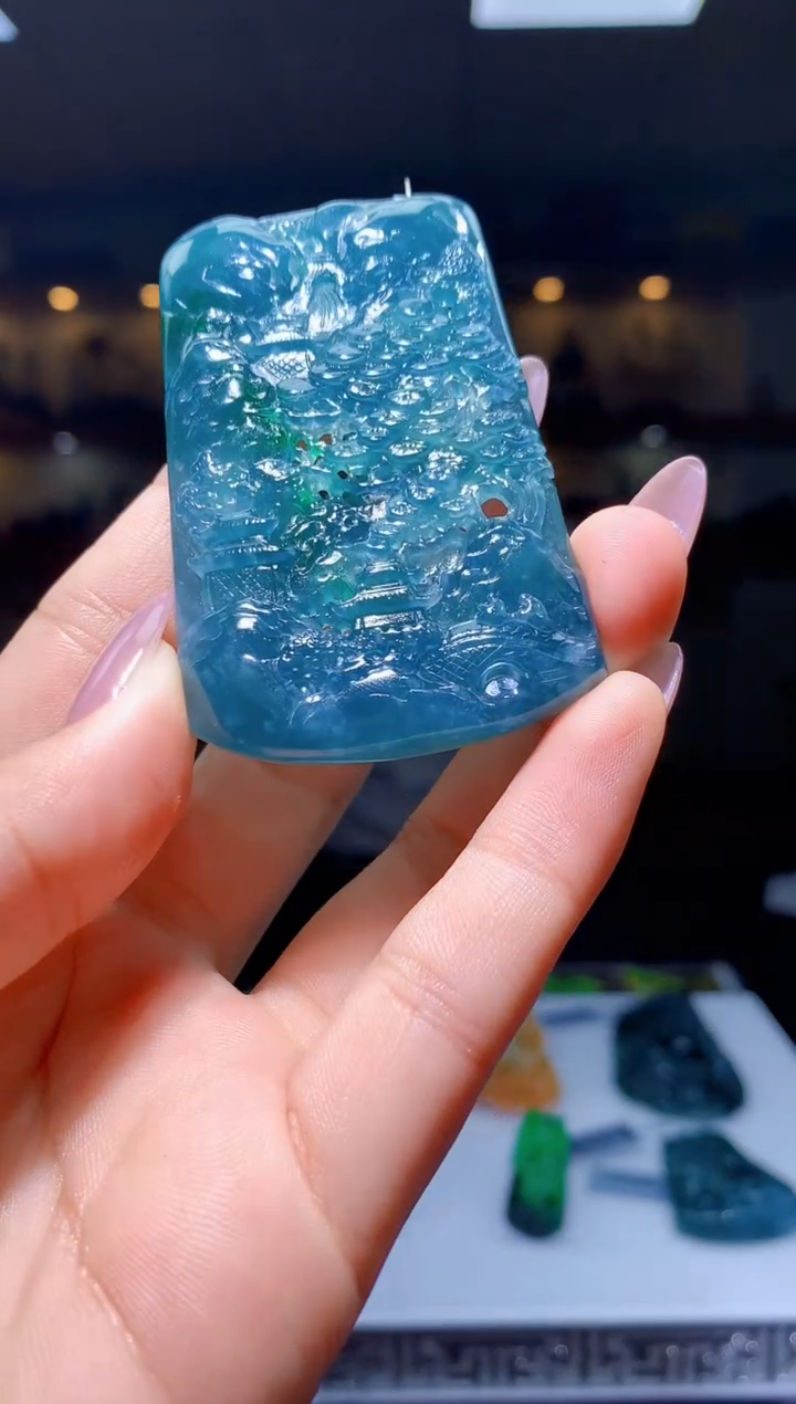 定制翡翠未镶嵌1087hm-毛货挂件39