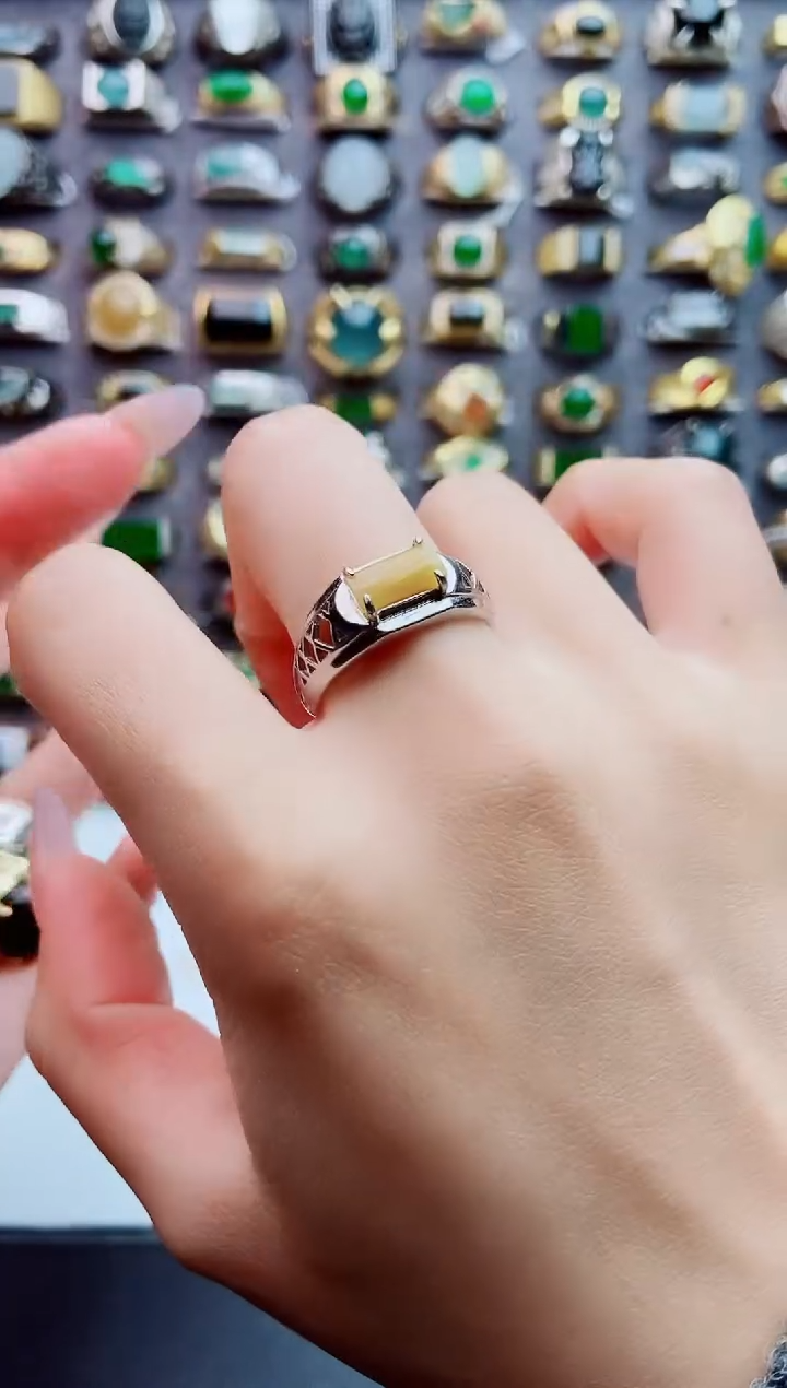 未镶嵌戒指翡翠天然翡翠男戒 