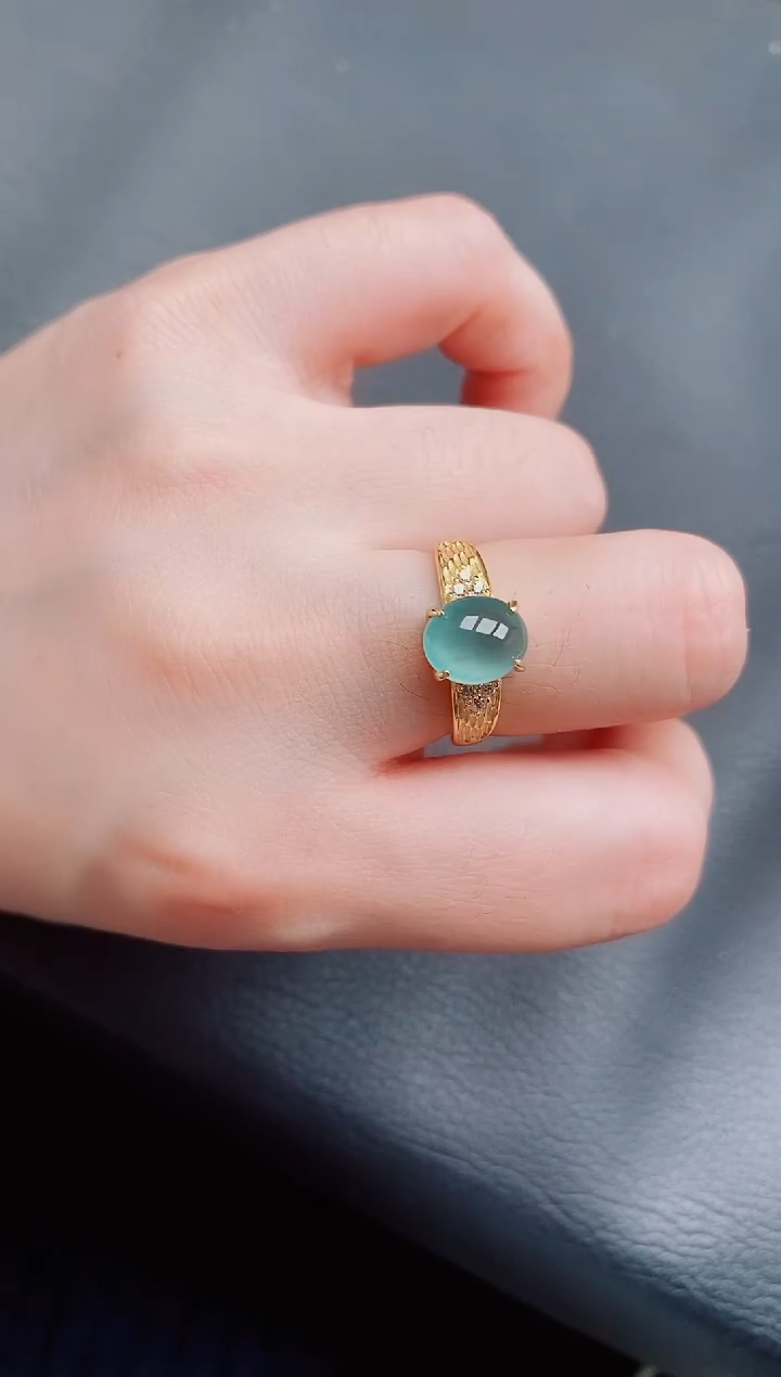 【闪购商品】翡翠戒指银S925镶嵌天然a货翡翠155