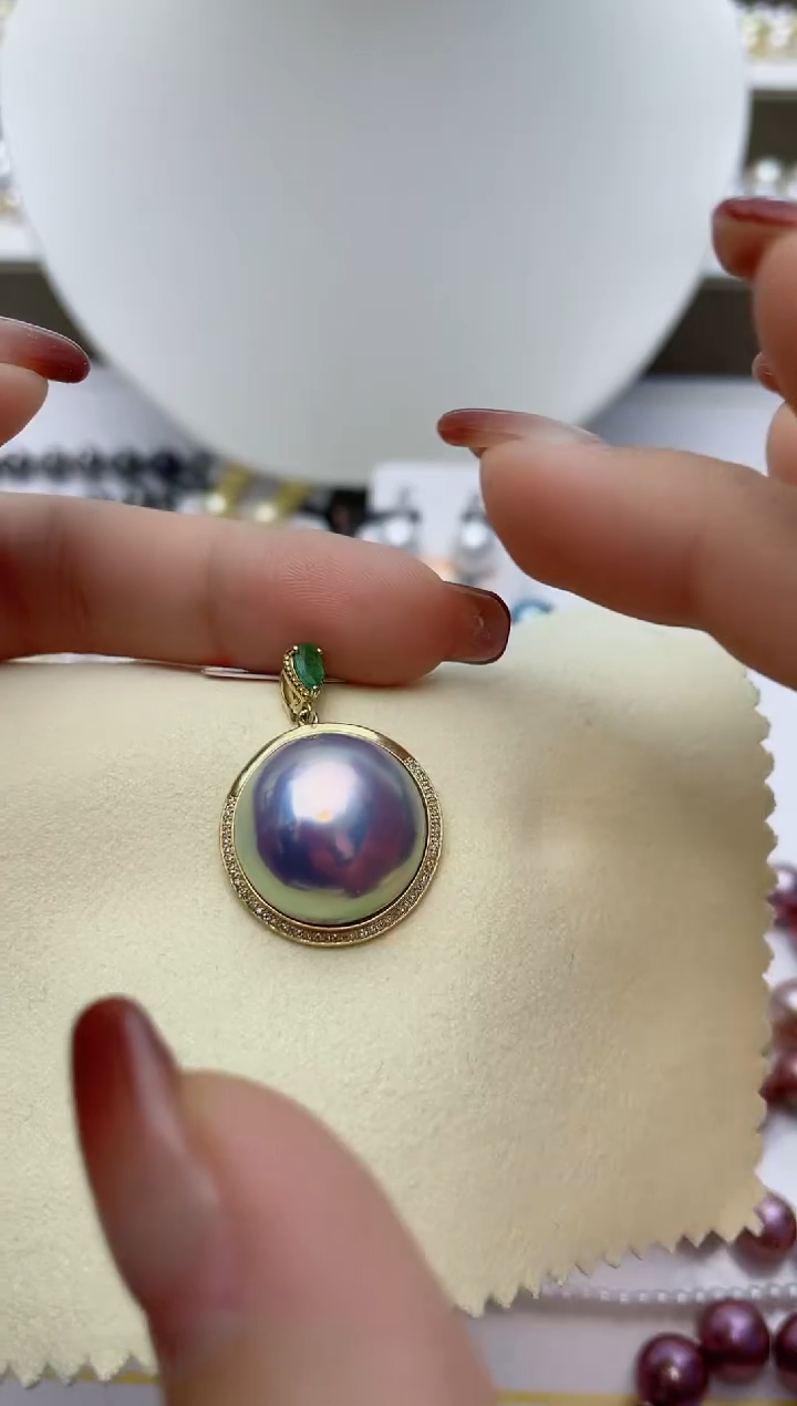 【闪购商品】拼合珍珠（马贝珠）颈饰18K金镶嵌W145