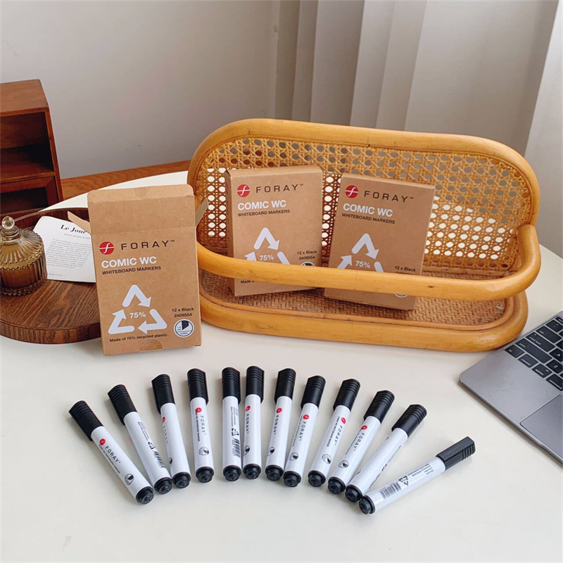 白板马克笔黑色斜切头白板笔记号笔12支NO.退NO.换