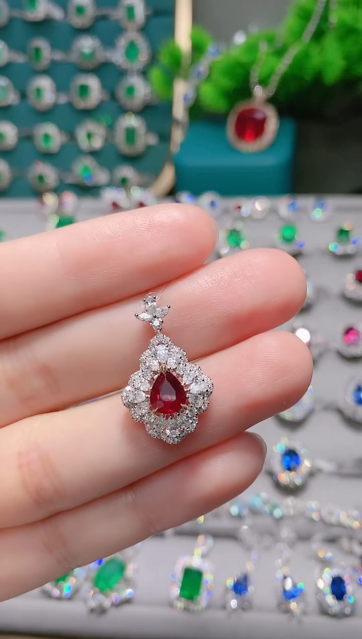 18K金镶嵌18K金吊坠红宝石丽*.