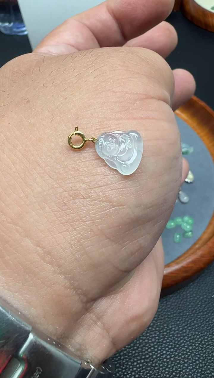 颈饰18K金镶嵌翡翠（7号链接）纯天然A货缅甸翡翠滴溜