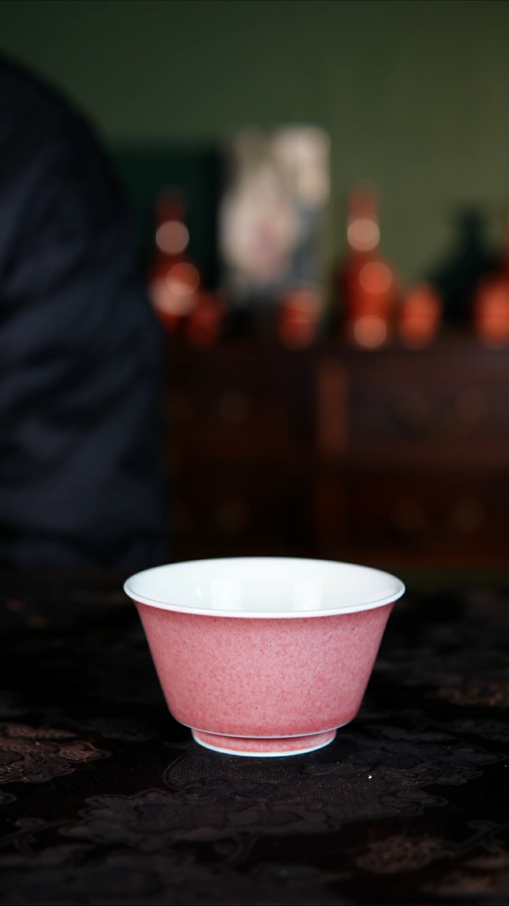 杯子白泥景德镇纯手工豇豆红陶瓷