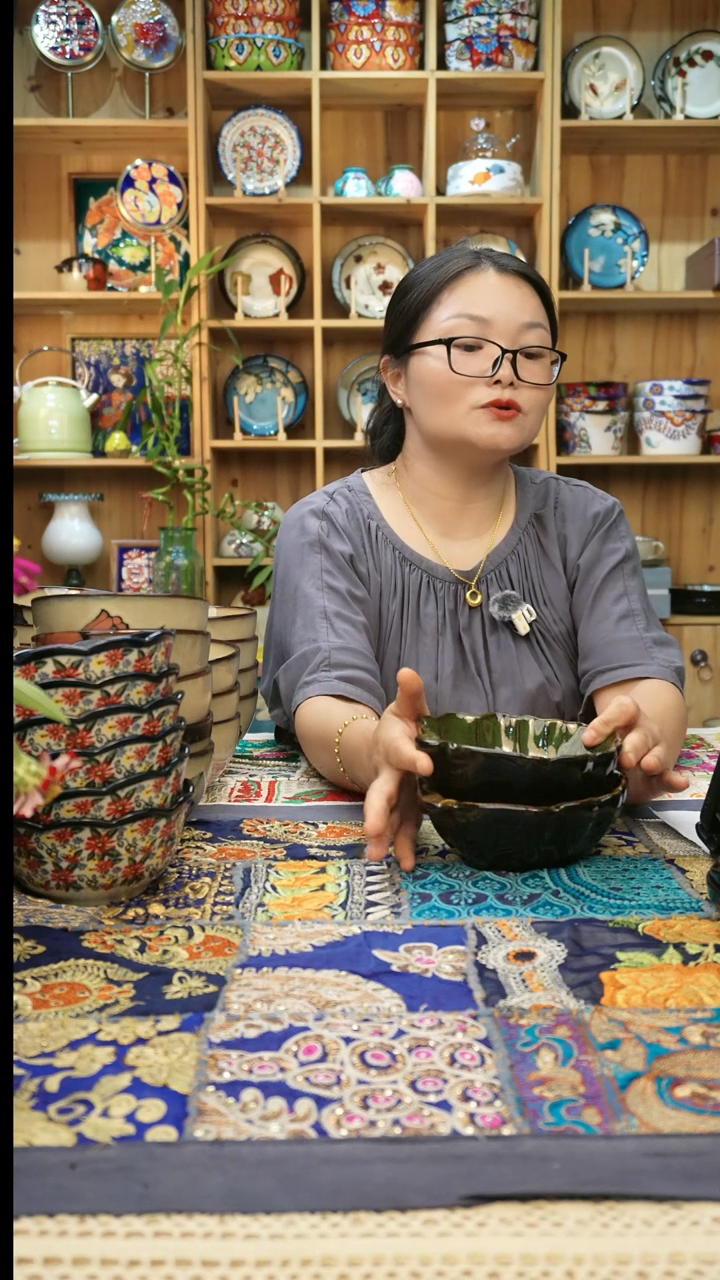 瓷片小可高温陶瓷餐具一组两只