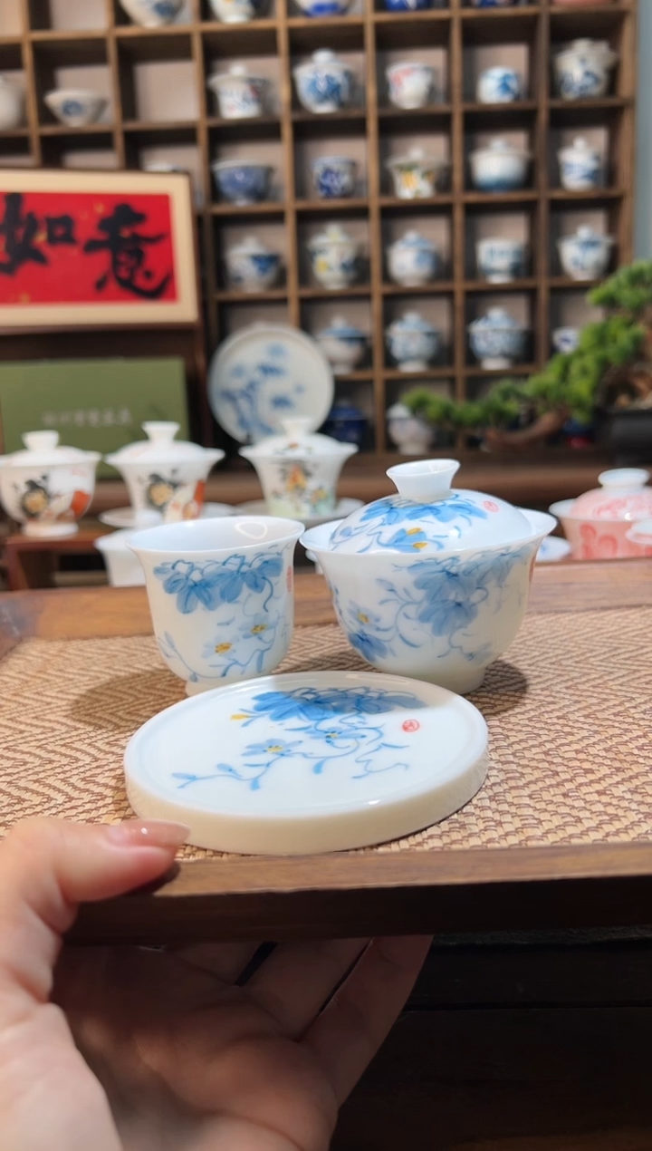 【闪购商品】牵牛花小元宝盖碗+送杯+送盖置