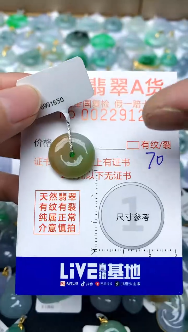 【闪购商品】翡翠颈饰18K金镶嵌70天然A货翡翠