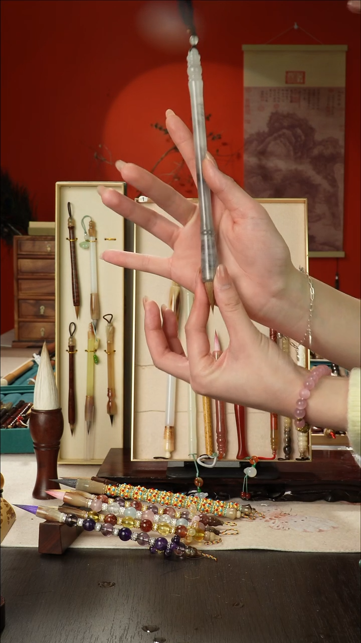 90号闪孤品高货毛笔链接 清水试笔 蘸墨不退