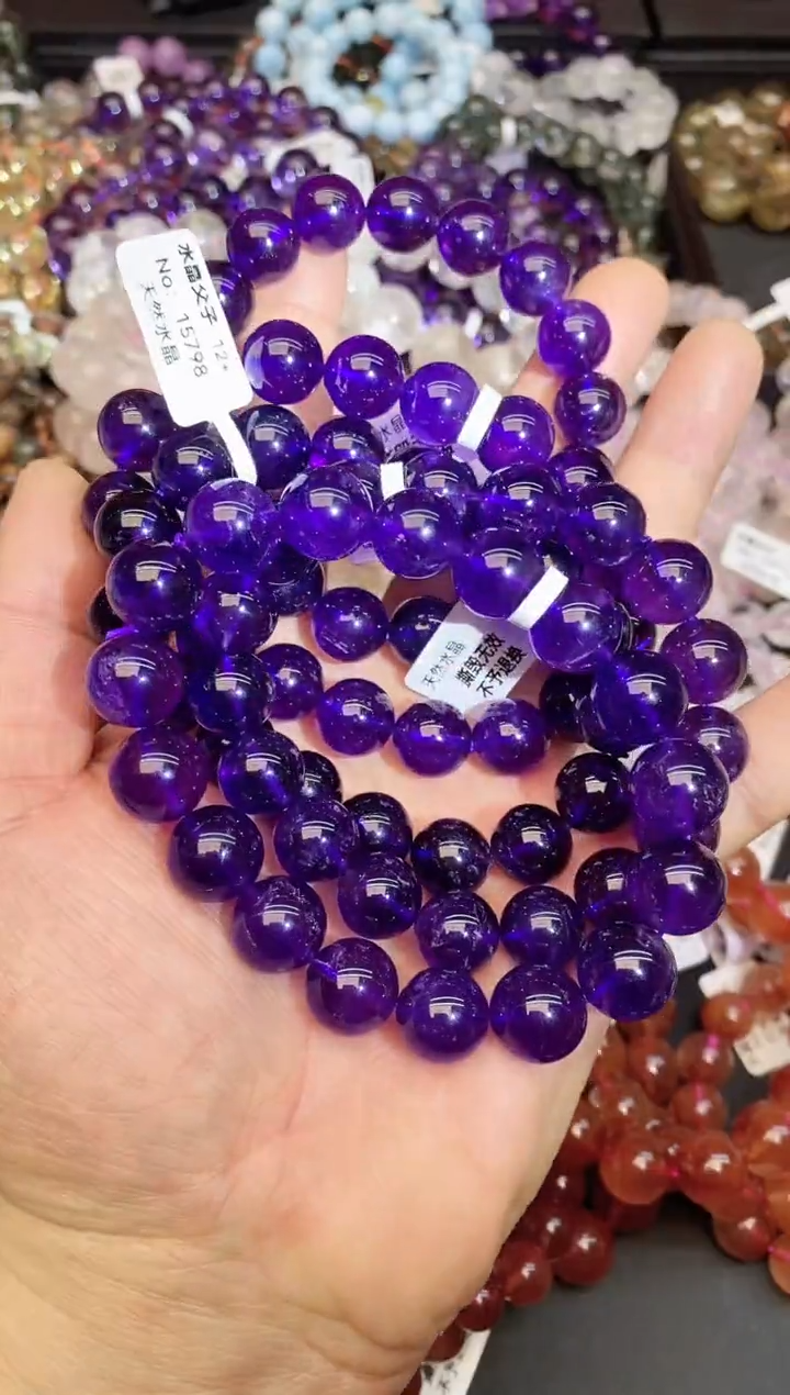 【闪购商品】水晶手链未镶嵌b31 紫水晶12mm+ 多样性发其一