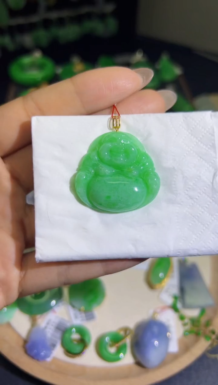 【闪购商品】翡翠颈饰18K金镶嵌Q缅料A货翡翠/支持复检/一件